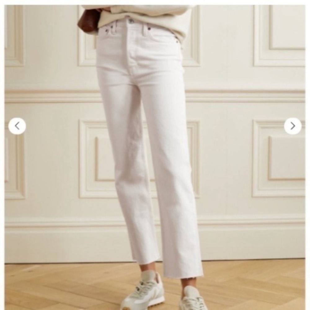 ✅ Re/Done Jeans 90’s High Rise Ankle Crop Raw Hem in Vintage White
